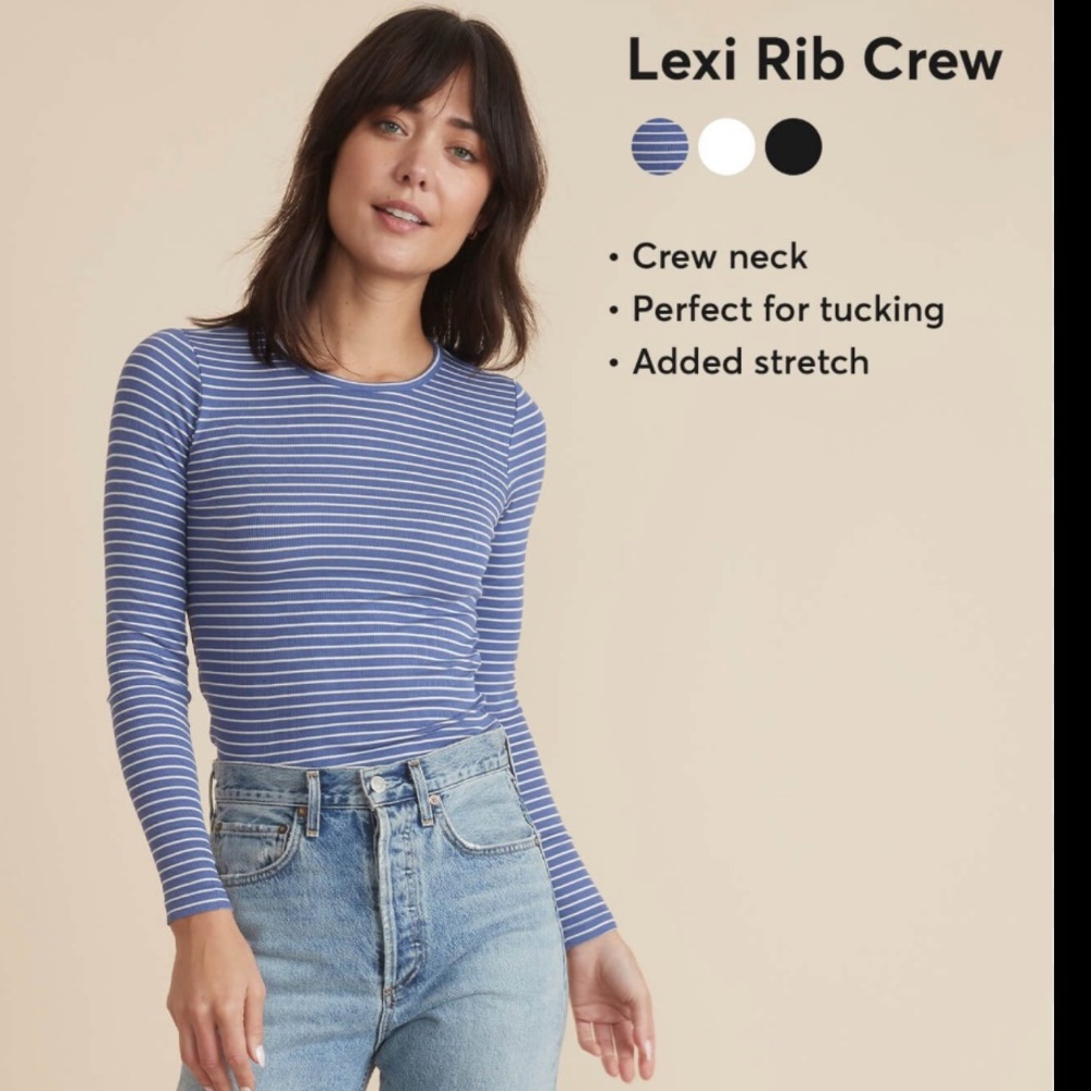 Marine Layer Lexi Ribbed Crew Size Medium Stretchy Soft periwinkle color